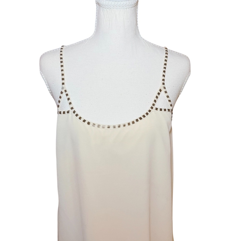 White Beaded Cage Back Mini Dress Womens Size Medium Cream NWT Summer Cocktail - Picture 9 of 13